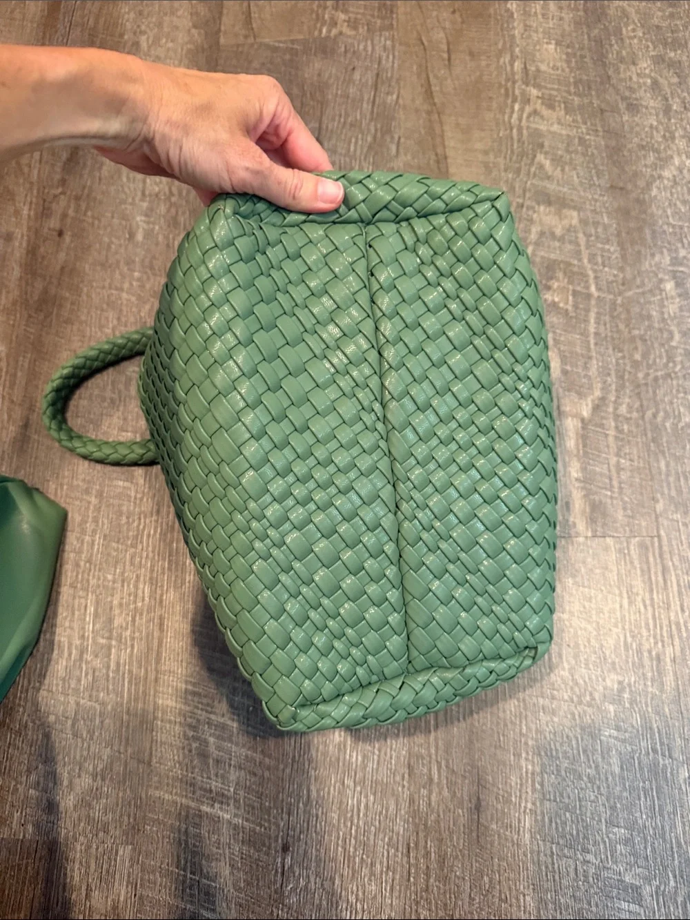 Woven Tote Bag in Sage Green - Designer Style